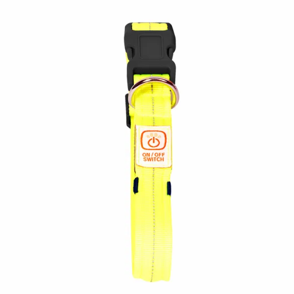 Duvo Plus Halsband Nylon Licht USB - Светещ нашийник за кучета ,зареждане с USB,видимост 500м,обиколка от 30 до 40 см./2,5см. неоново жълт 1
