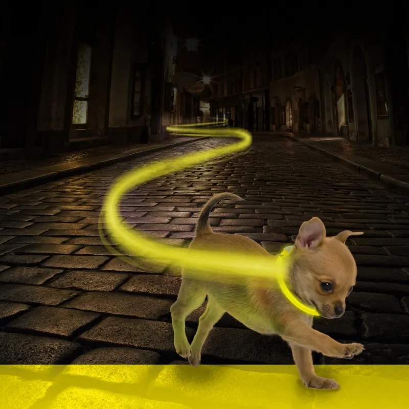 Duvo Plus Halsband Nylon Licht USB - Светещ нашийник за кучета ,зареждане с USB,видимост 500м,обиколка от 30 до 40 см./2,5см. неоново жълт 3