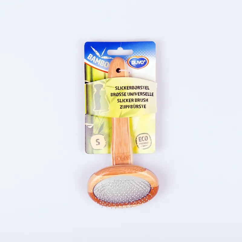 Duvo Plus Slicker Brush - Бамбукова четка за кучета и котки с гъста, дълга или къдрава козина 18/9 см. 2