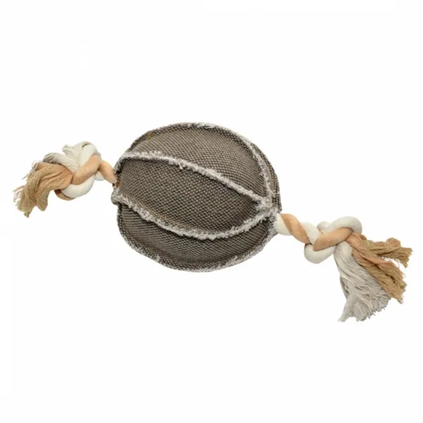 Duvo Plus Canvas Ball with Rope - Издръжлива играчка за кучета от плат- топка с въже за дъвчене , 22см./13 см.