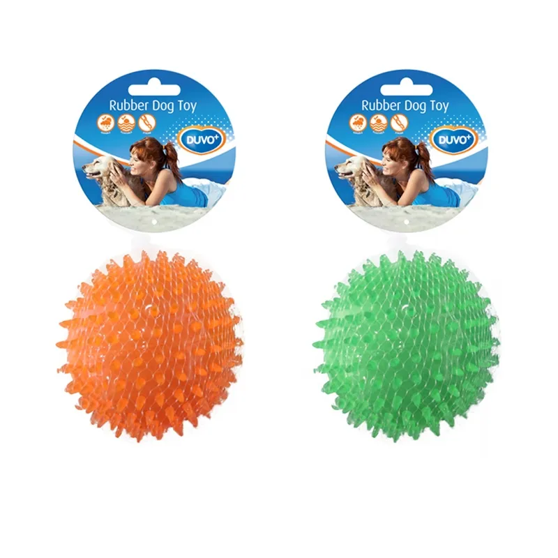 Duvo Plus TPR Hedgehog Ball - TRP плаваща топка таралеж,за кучета 8 см. оранжева / зелена