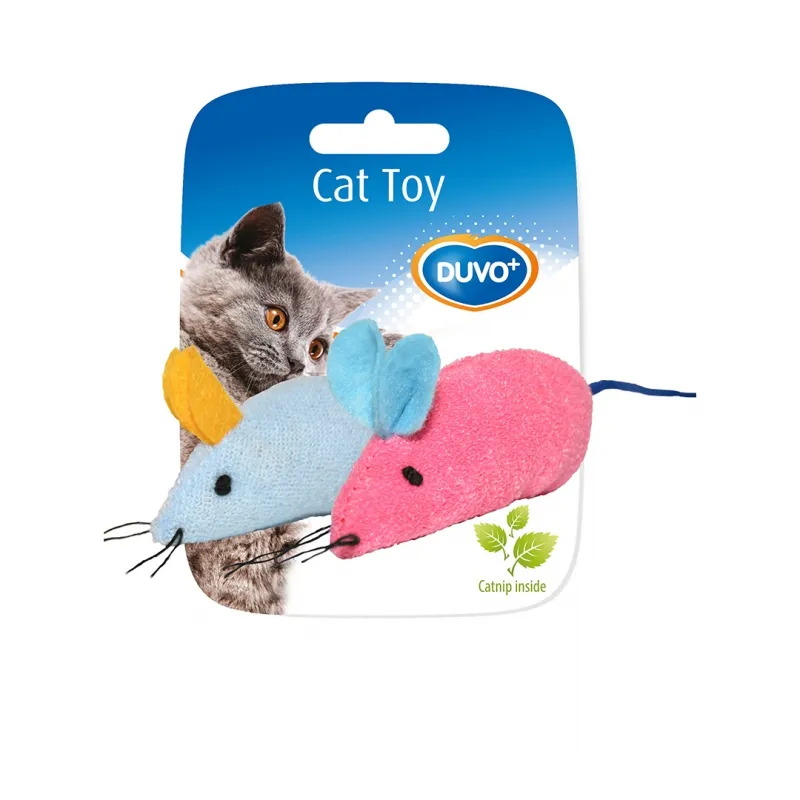 Duvo Plus Assortment Of Mice 2st - Котешка играчка - мишки с катнип 6x5x3 см. 2 броя синя/розова