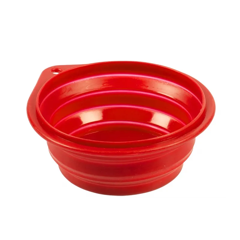 Duvo Plus Silicone Travel Bowl - Силиконова , сгъваема купа за храна и вода за кучета 2000 мл. червена / 22 см. 1