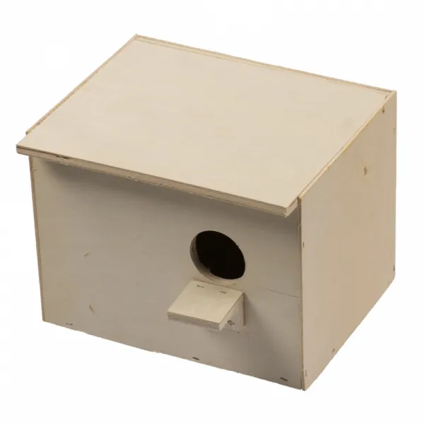 Duvo Plus Budgie Nest Box Horizontal - Дървена къща за гнездене/разплод на папагали и други птици 20см.x19x15 см.