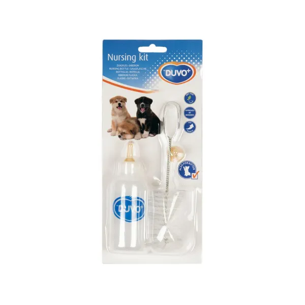 Duvo Plus Nursing Kit - Комплект кърмене за малки кученца и котки с шише,четка и биберон 115 мл. 1