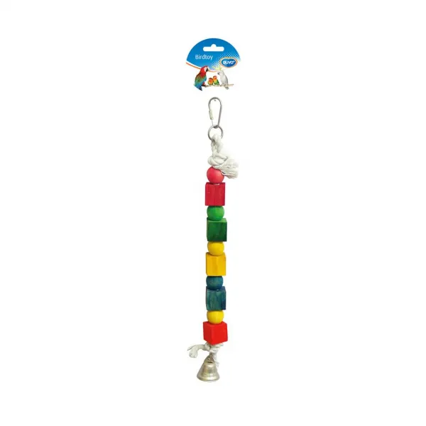 Duvo Plus Rope Ring with Colorful Cubes & Bell - Цветна играчка за птици със звънче 35 см.