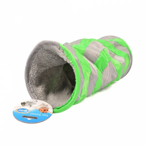 Duvo Plus Play Tunnel - Тунел за игра , за зайци , морски свинчета , фретки и други гризачи 35 см. сиво-зелен