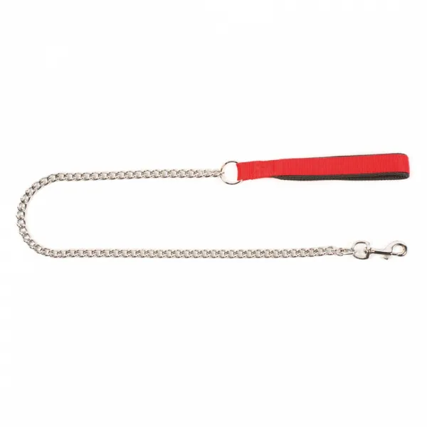 Duvo Plus Chain Lead Padded Handle - Здрав стоманен повод за кучета - верига с дръжка , 120см./2 мм. червен