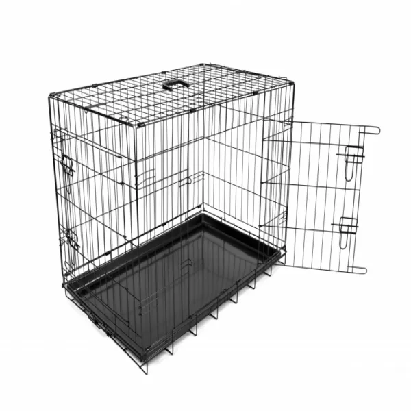 Duvo Plus Dog Crate 2Doors Plastic Tray М - Сгъваема метална транспортна клетка за кучета с две врати 76x48x54 см. черна 1