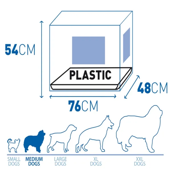 Duvo Plus Dog Crate 2Doors Plastic Tray М - Сгъваема метална транспортна клетка за кучета с две врати 76x48x54 см. черна 2