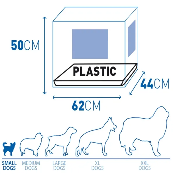 Duvo Plus Dog Crate 2Doors Plastic Tray S - Сгъваема метална транспортна клетка за кучета с две врати 62x44x50 см. черна 2