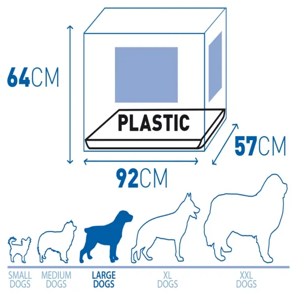 Duvo Plus Dog Crate 2Doors Plastic Tray L - Сгъваема метална транспортна клетка за кучета с две врати 92x57x64см. черна 2