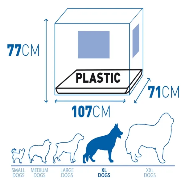Duvo Plus Dog Crate 2Doors Plastic Tray XL - Сгъваема метална транспортна клетка за кучета с две врати 107x71x77см. черна 2