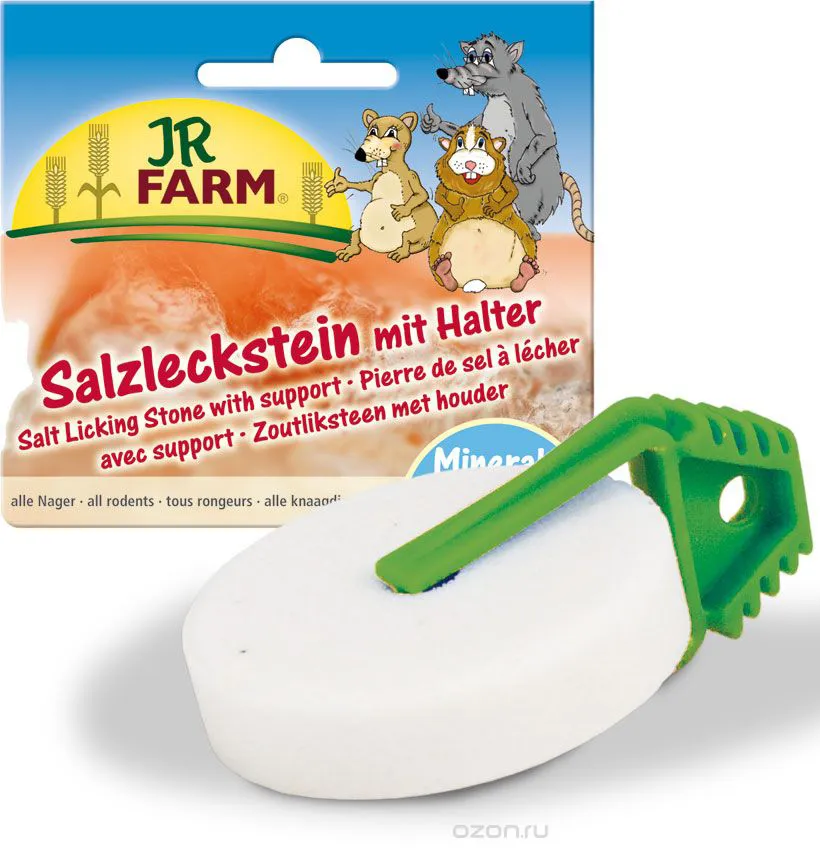 JR Farm Salt Licking Stone with support - Солно минерално камъче за гризачи 80 гр.