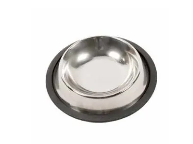 Duvo Plus Inox Anti-Slip Feeding Bowl - Метална купа за храна и вода за малки кучета и котки ,с гума против хлъзгане155 мл. ,16 см.