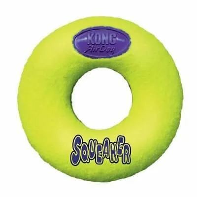 Kong Air Squeaker Donut Medium - Забавна кучешка играчка с пискюл -гумена поничка за дъвчене , 12 см. 1