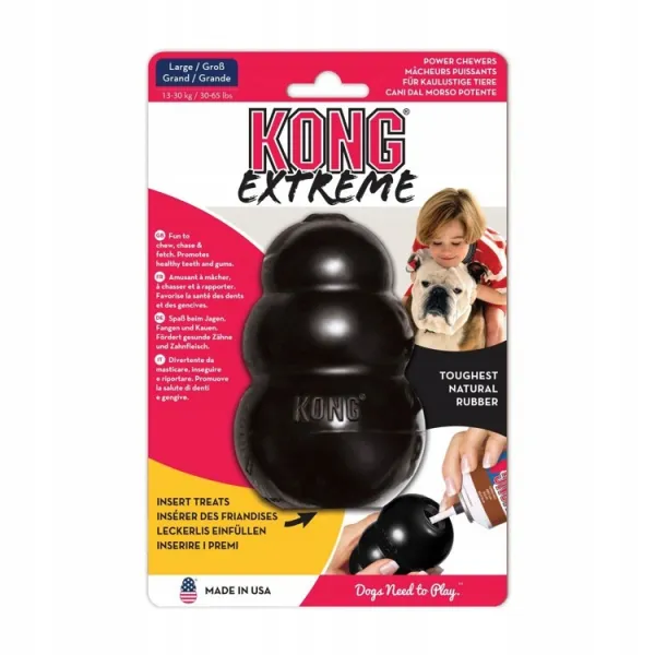 Kong Extreme Medium - Гумена кучешка играчка за дъвчене с място за поставяне на лакомство 8.5 см. черна 1
