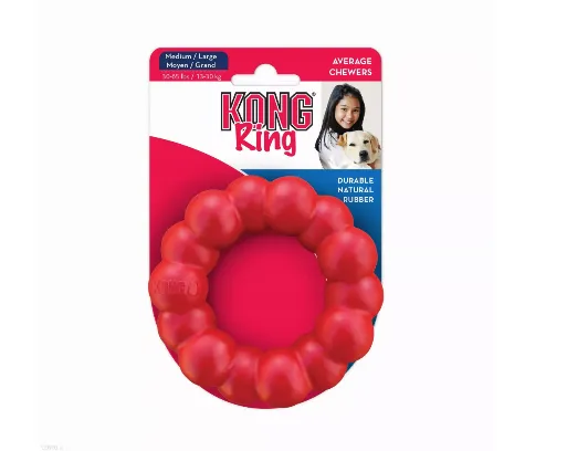 Kong Dog Ring S/M - Кучешка играчка за дъвчене - гумен пръстен 8.5 см. червен 2