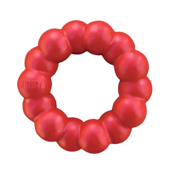 Kong Dog Ring M/L - Кучешка играчка за дъвчене - гумен пръстен 10.5 см. червен 1
