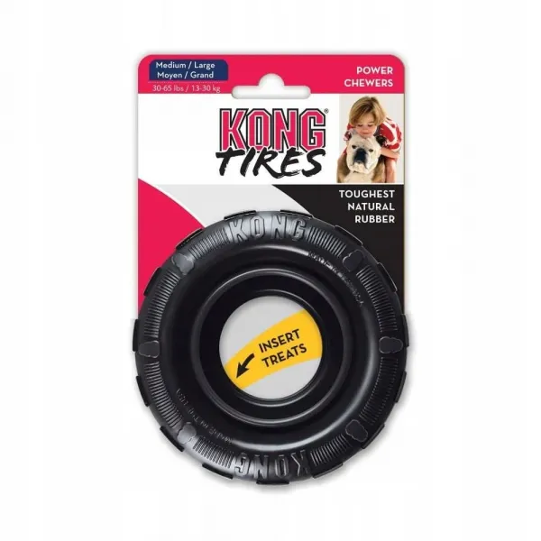 Kong Tyres M/L - Кучешка играчка за дъвчене от здрав мек каучук 11.5 см. черна 1