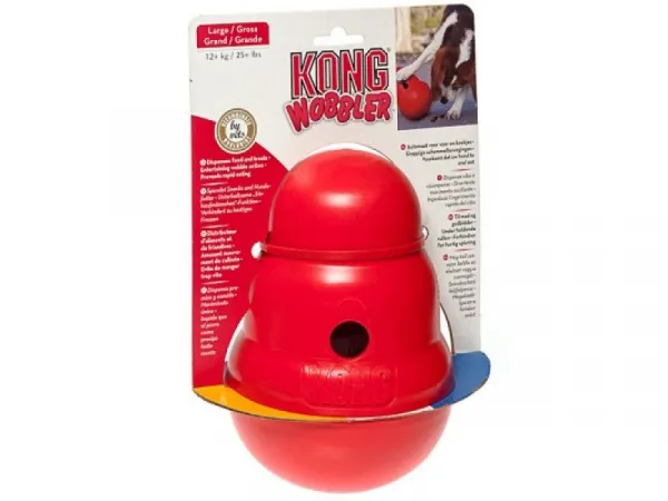 Kong Wobbler Large - Кучешка играчка за дъвчене с вътрешно пространство за лакомства 18 см. 1