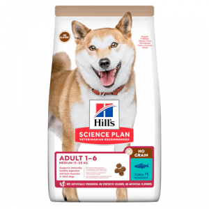 Hill's Science plan No Grain Medium Adult - Премиум пълноценна храна за израснали кучета над 1г. от средни породи,без зърно , с риба тон 12 кг. 1