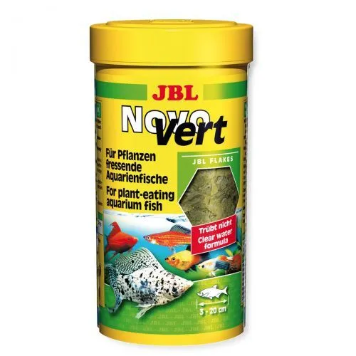 JBL NovoVert – Спирулина на люспи, съдържащи планктон за растителноядни риби 250 мл.