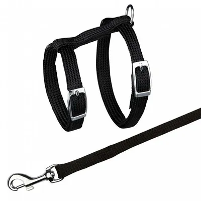 Trixie Lead and harness-  Комплект повод + регулируем нагръдник за котки,  22-42см/10мм. 1.25м  дължина- черен, син, червен, лилав