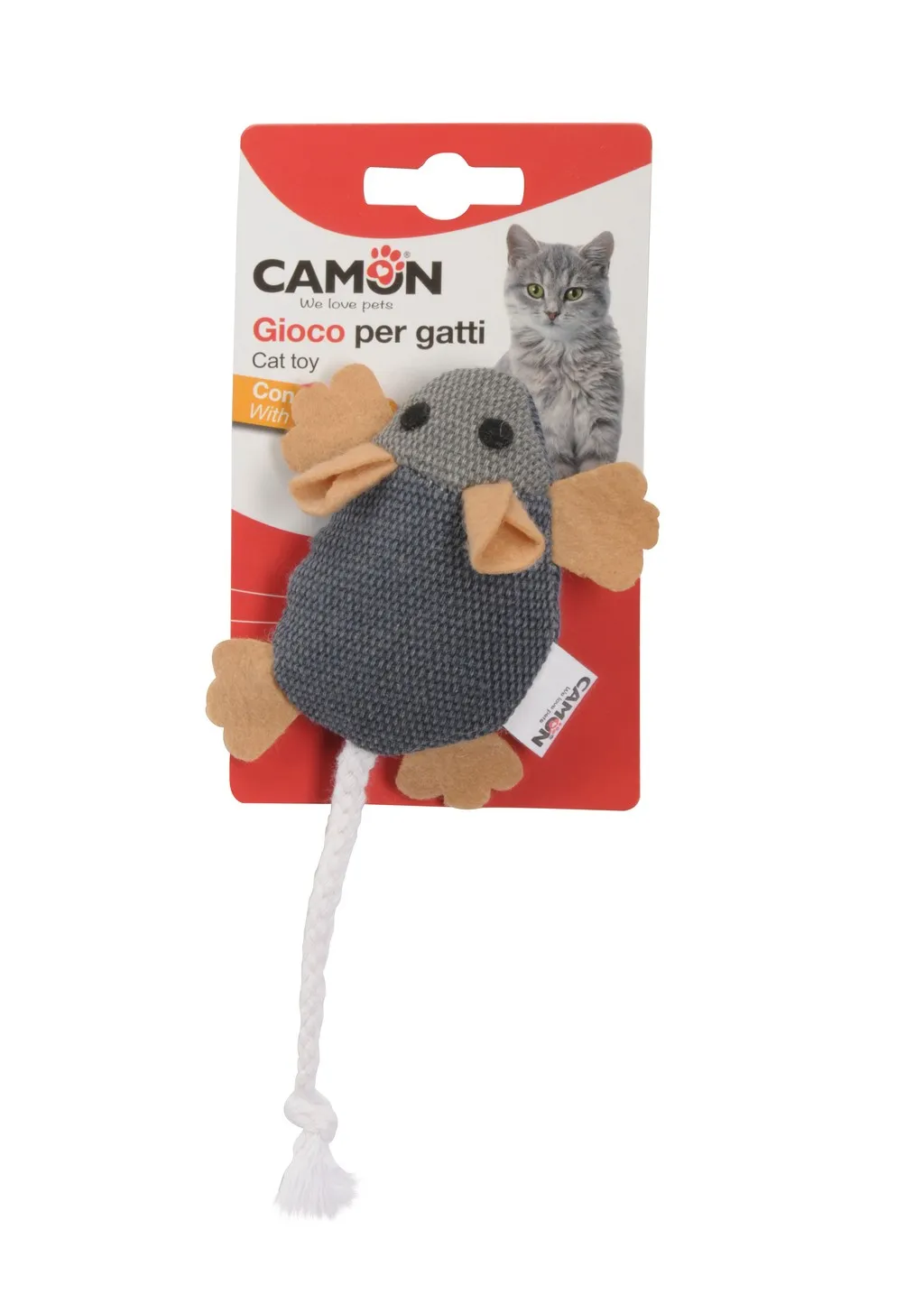 Camon cat toy - Котешка играчка с коча билка - малка дънкова мишка 2