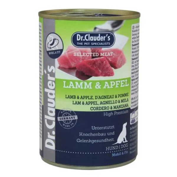 Dr. Clauder's Selected Meat Lamm /Apfel - Премиум консервирана храна за израснали кучета със ставни проблеми - с агнешко и ябълки 3 броя х 400 гр.