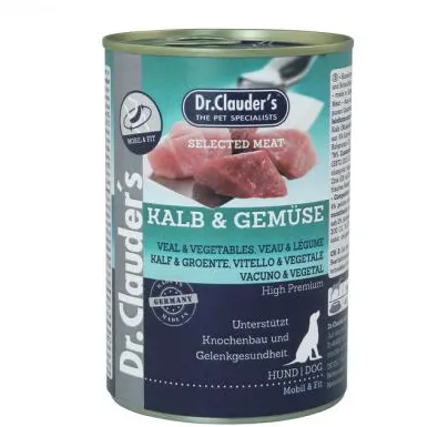 Dr. Clauder's Selected Meat Pro Joint Active Kalb Gemuse -Премиум консервирана храна с телешко и зеленчуци за кучета със ставни проблеми 3 броя х 400 гр.