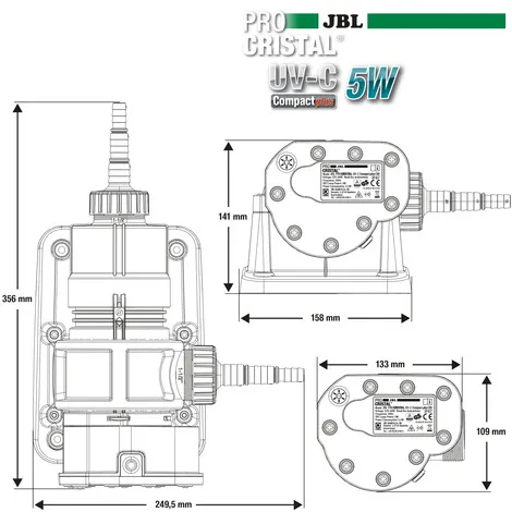 JBL PROCRISTAL UV-C Compact plus 5W- UV стерилизатор срещу помътняване на водата в аквариума 5 W 2