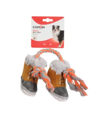 Camon Plush boots with rope and squeaker - Играчка за кучета за дърпане и дъвчене - плюшени обувки с пискюл , 38 см. 1