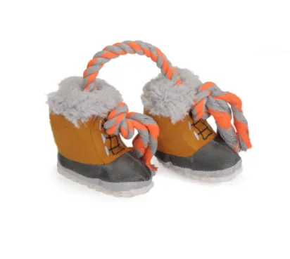 Camon Plush boots with rope and squeaker - Играчка за кучета за дърпане и дъвчене - плюшени обувки с пискюл , 38 см. 2