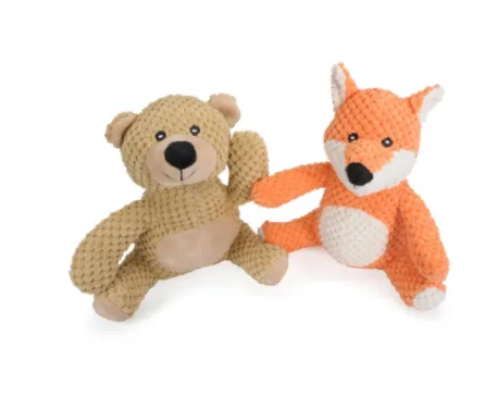 Plush teddy bear and fox with internal squeaker - Забавна кучешка плюшена играчка - мечка / лисица , 20 см. 1 брой 1