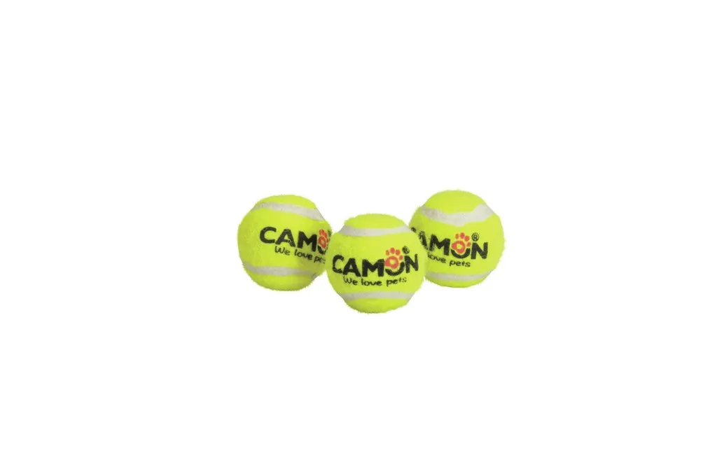 Camon Tennis ball with squeaker - Играчка за кучета - 3 броя тенис топки с вътрешен пискюл, 3.7 см. 1