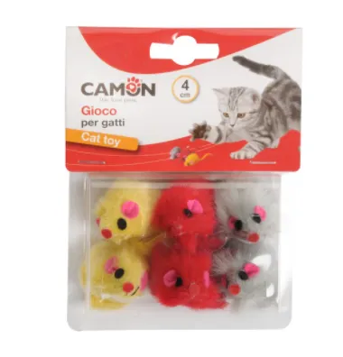 Camon cat toy - Играчка за котки , 6 броя мишки в различни цветове 4 см.