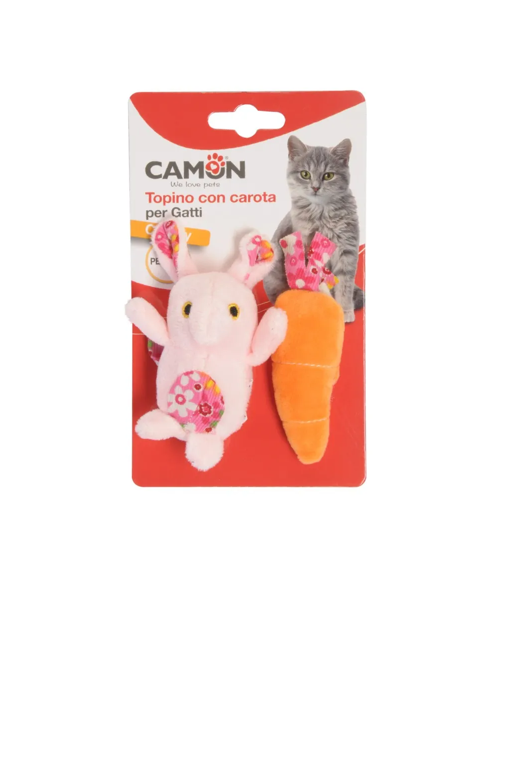 Camon Cat toy - mouse with carrot - Забавна котешка играчка , плюшена мишка с морков,2 цвята , 1 брой 2