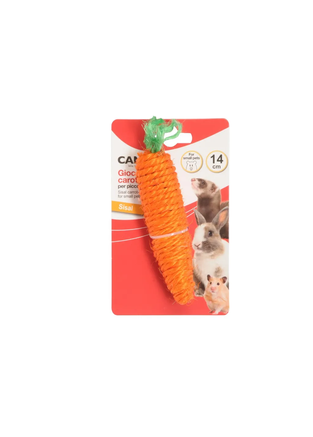 Camon Sisal carrot-shaped boy for small pets - Играчка за гризачи - морков от сизал 14 см. 2