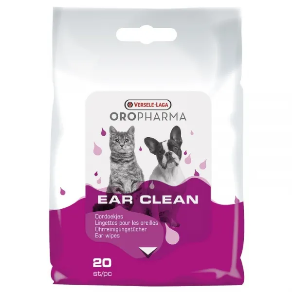 Versele-Laga Oroph.Ear Clean CAT&DOG  - Напоени с лосион кърпички за ежедневно почистване на ушите на кучето и котето 20 броя