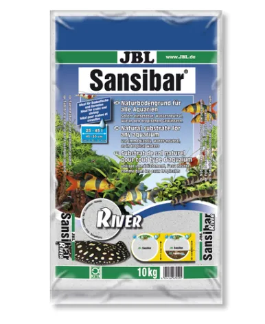 JBL Sansibar RIVER  - Дъно, фин, светъл субстрат с черни камъчета подхранващ субстрат  за сладководни и соленоводни аквариуми и териариуми, 10 кг.