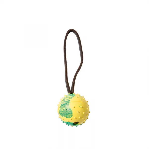 ABC Sport Klin Rubber ball - Кучешка играчка за дъвчене, дърпане и гонене - топка с въже 65 мм.