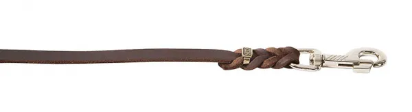 ABC Sport Klin leather leash - Елегантен сплетен повод от обработена кожа за кучета с хромирана карабина, 12мм/220 см