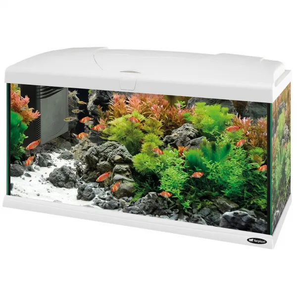 Ferplast Aquarium Capri 80 LED WHITE - Аквариум с пълно оборудване, филтър и LED осветление - 680 x 31,5 x h 46,5 см - 100 литра.,бял  1