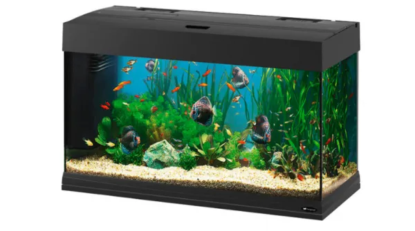 Ferplast Dubai 80 LED Black - Оборудван аквариум с филтър и осветление, 125 литра, дебело стъкло 6мм.,81x36x51см. черен 1