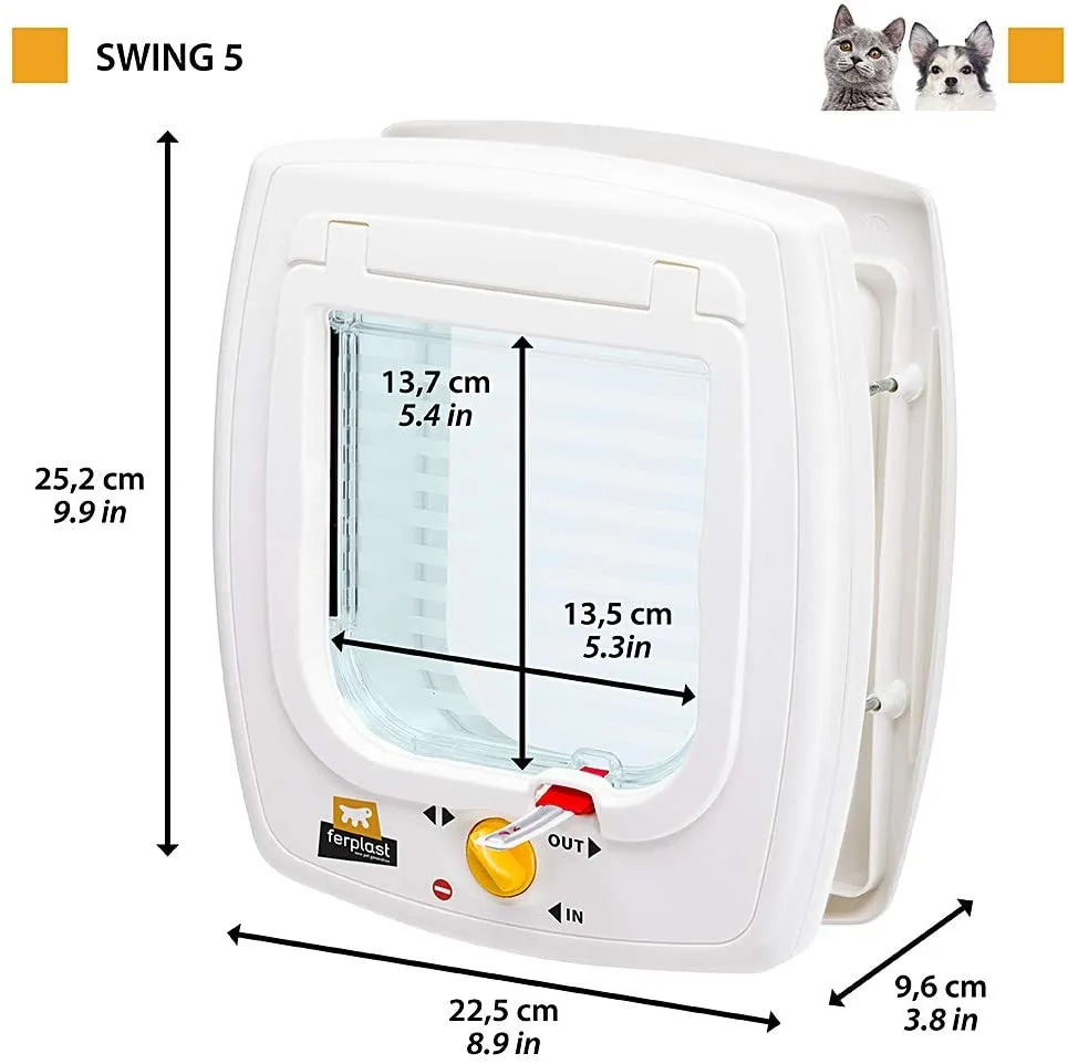 Ferplast Swing 5 - Вратичка за вграждане за котки и кучета, 22,5 х 25,2 см./9.6 см. кафява 2