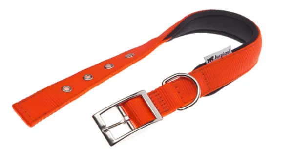 Ferplast Daytona - Регулируем нашийник за кучета с метална катарама, 37 до 45 см./25 мм. оранжев