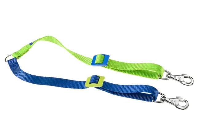Ferplast Тwin Colors - Регулируем повод за две кучета,28-42 см/15 мм. зелено-син
