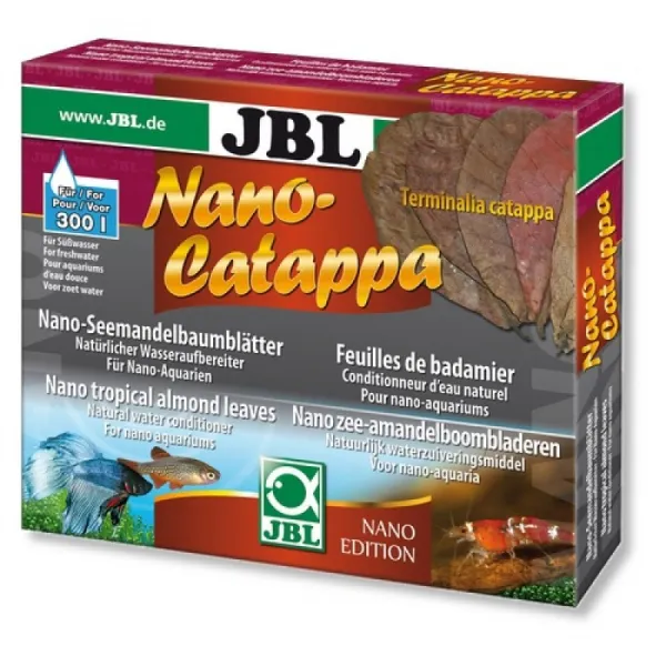 JBL Nano-Catappa - Листа от тропически бадем, който е естествен стабилизатор на водата в аквариум, 10 броя