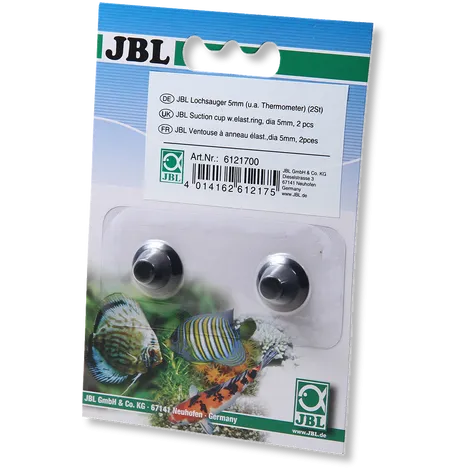 JBL Suction cup w.elast.ring - Гумени държачи за засмукване за фиксиране на термометри в аквариуми и терариуми, 2 броя х 0.5 см. 1